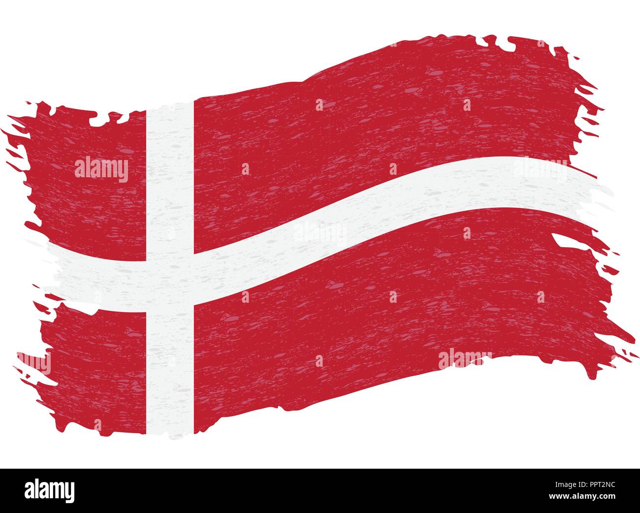 Flag of Denmark, Grunge Abstract Brush Stroke Isolated On A White ...