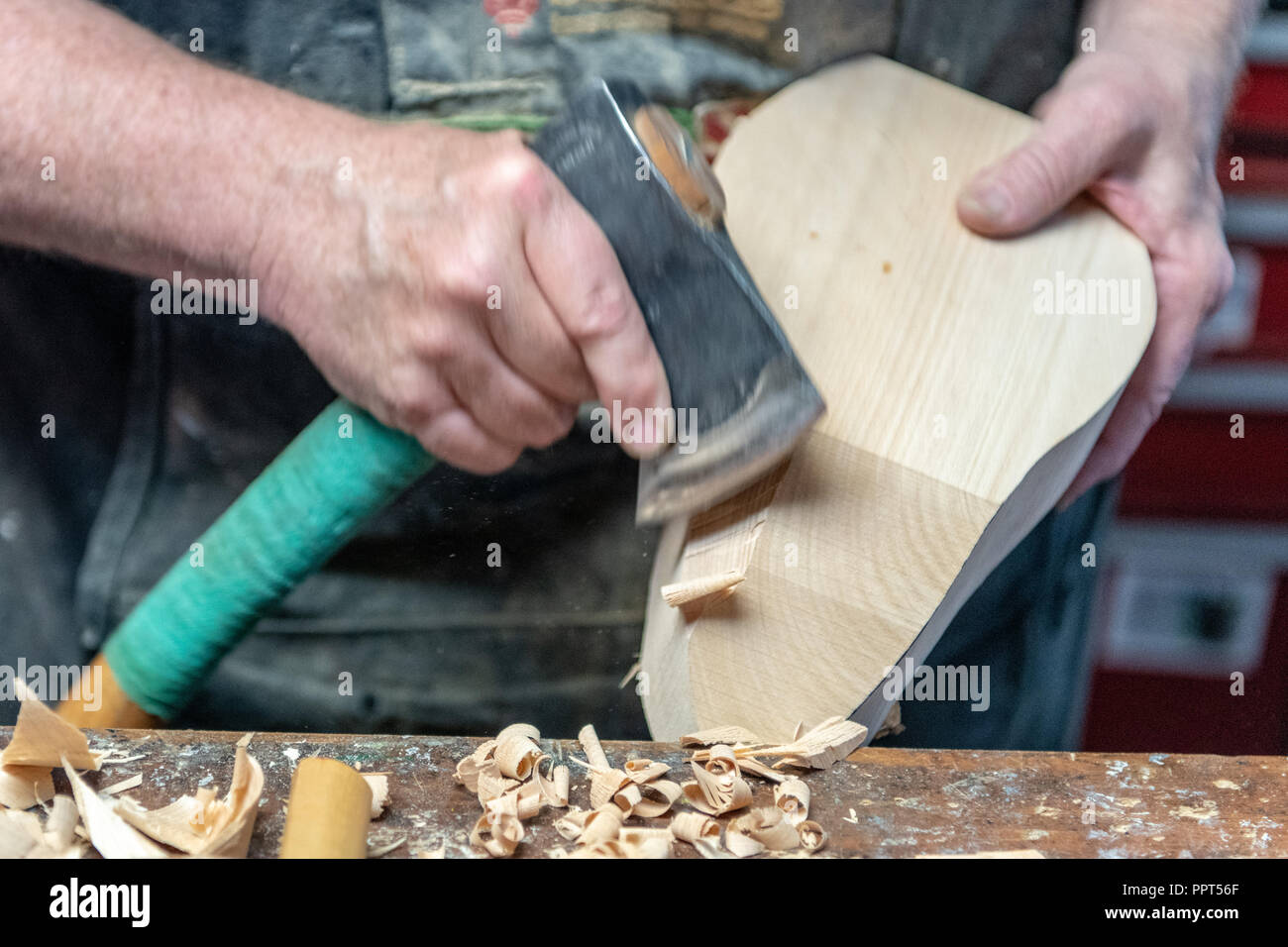 Decoy carving with hatchet Stock Photo Alamy