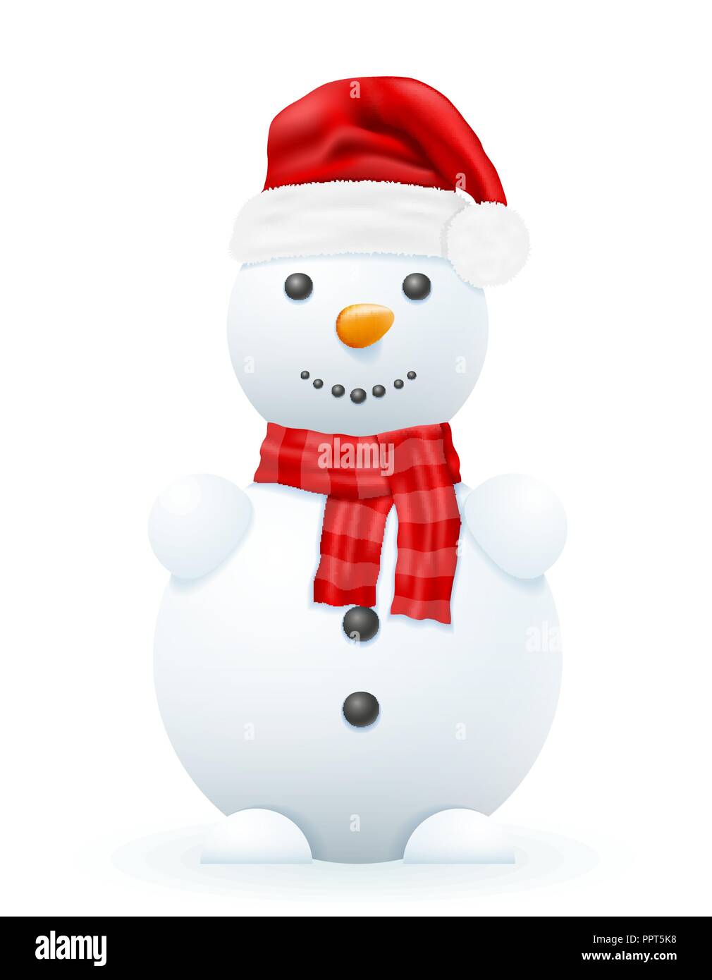 snowman in a red santa claus hat vector illustration isolated on white ...