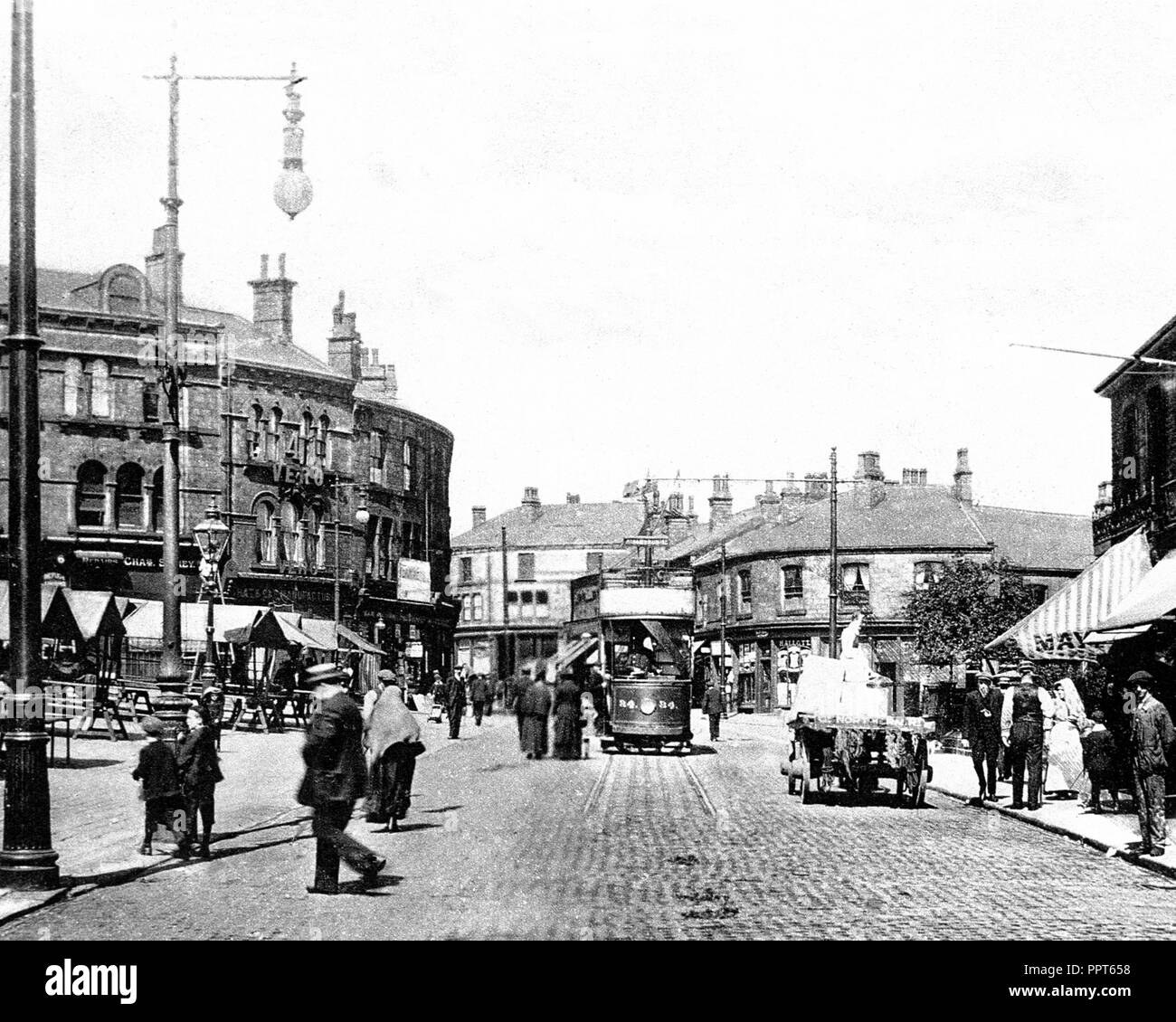 Batley Market Place early 1900’s Stock Photo