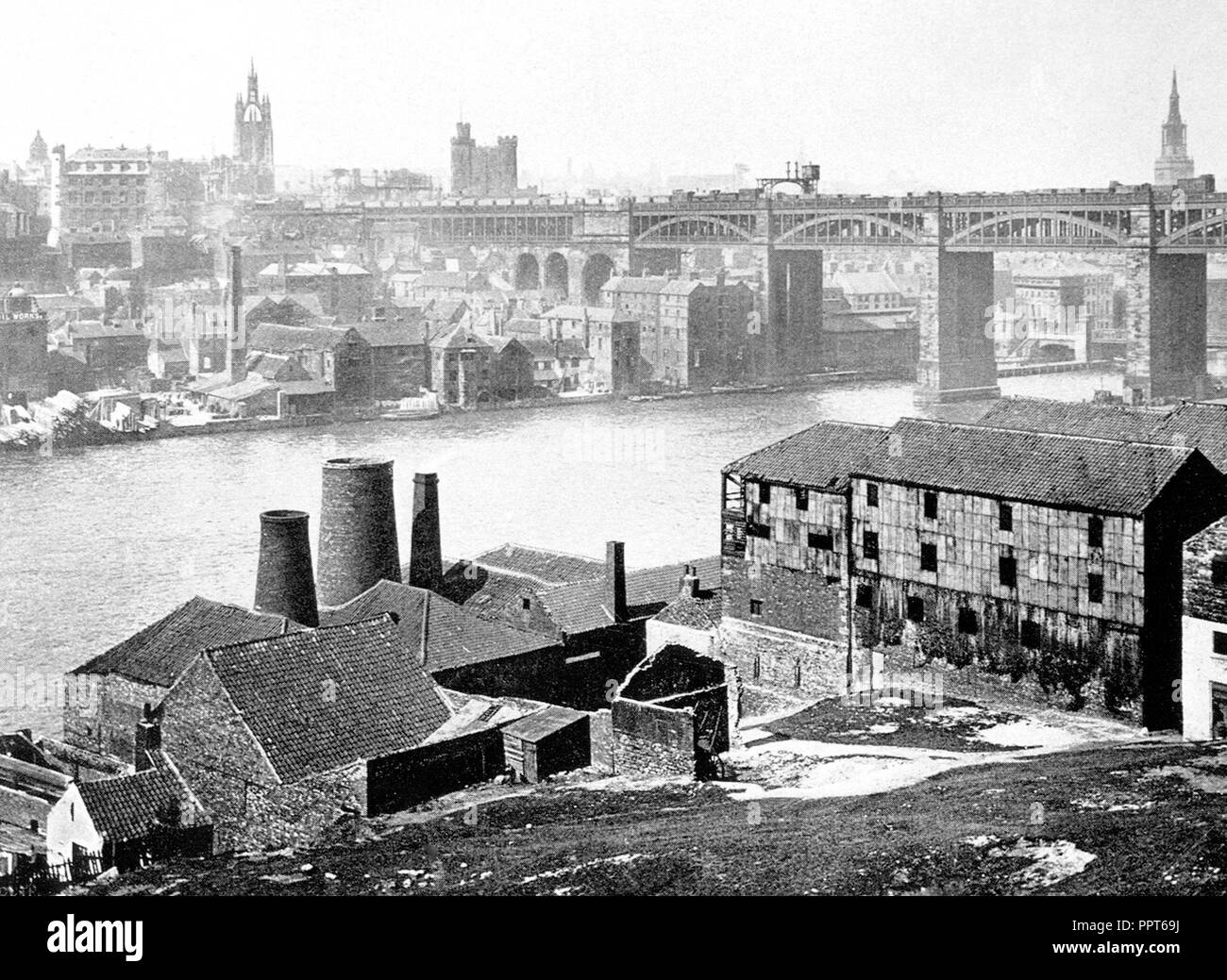 Newcastle upon Tyne from the Rabbit Banks early 1900s Stock Photo