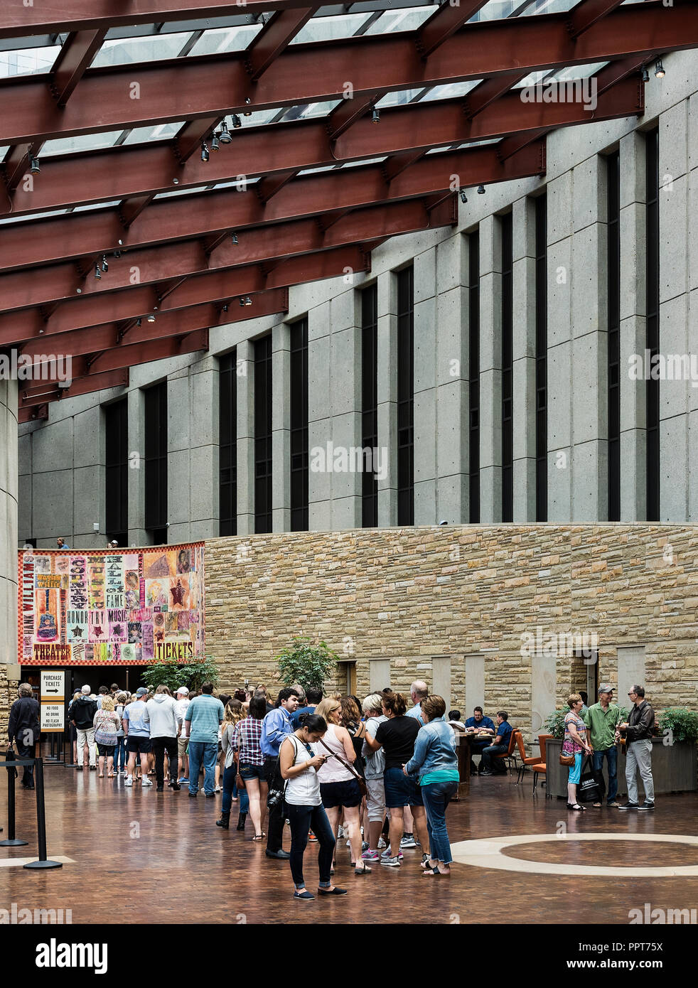 Interior atrium and ticket sales, Country Music Hall of Fame, Nashville, Tennessee, USA. Stock Photo