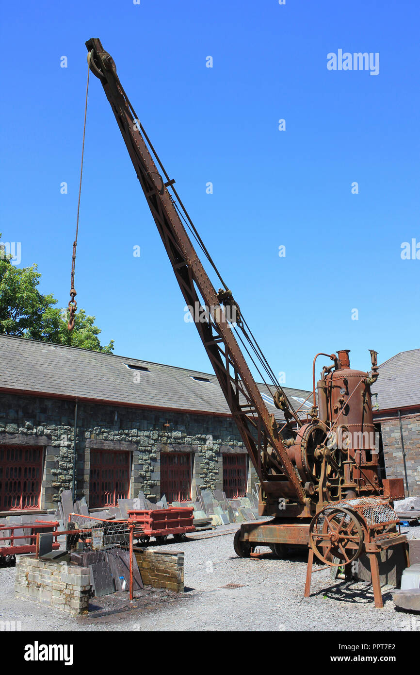 Steam Driven Crane at the National Slate Museum, Llanberis, Wales Stock Photo