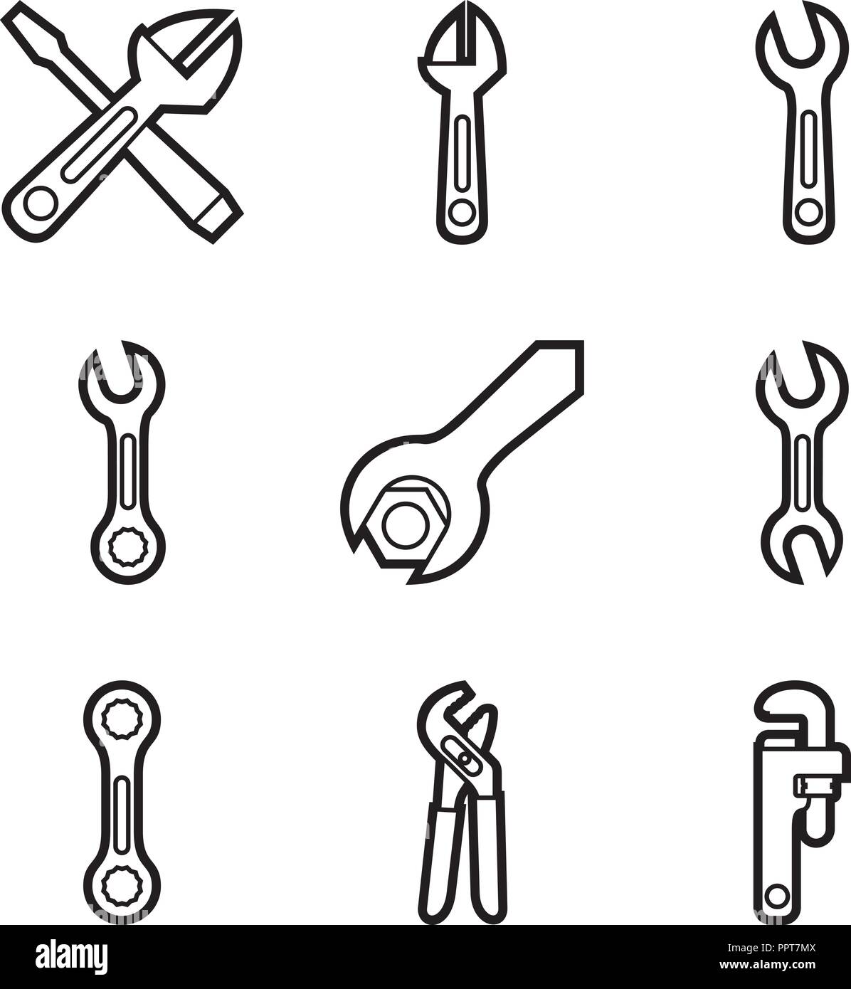 Wrenchs and Pliers Stock Vector