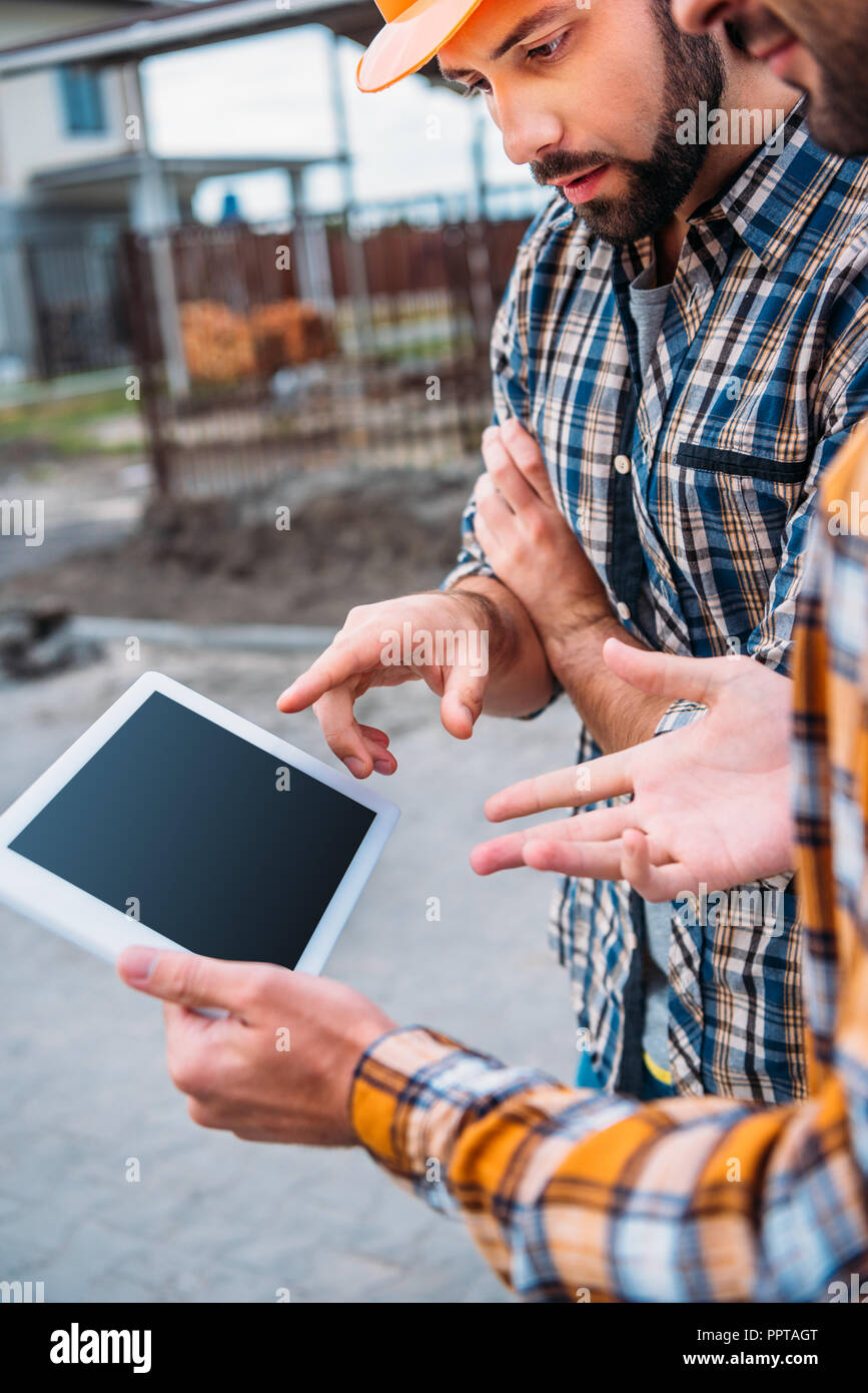 cropped shot of architects using digital tablet Stock Photo