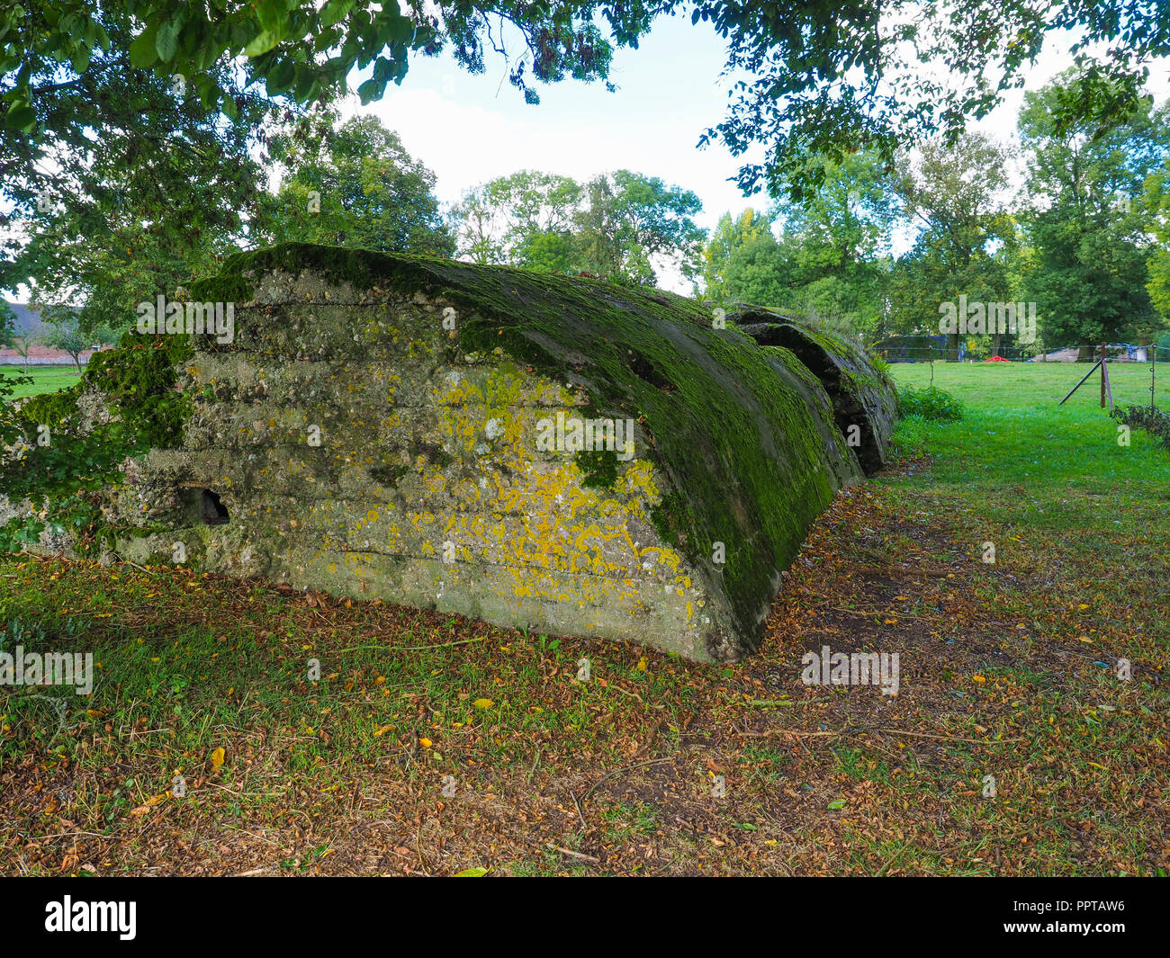 German WW1 bunker at Martinpuich on the Somme Battlefield of 1916 Stock Photo