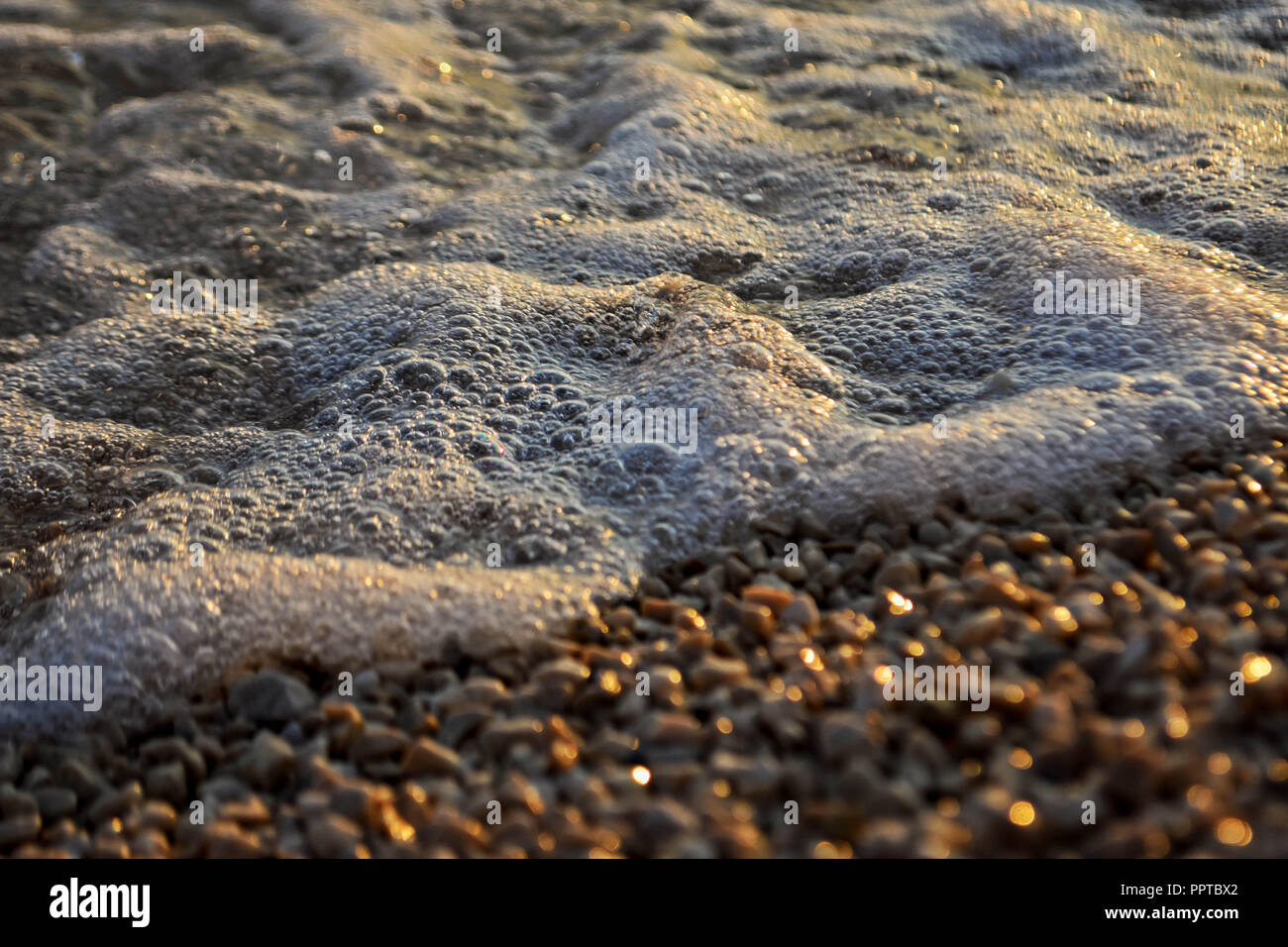Close up soft sea wave on the sandy beach/ Beautiful sea shore Stock Photo