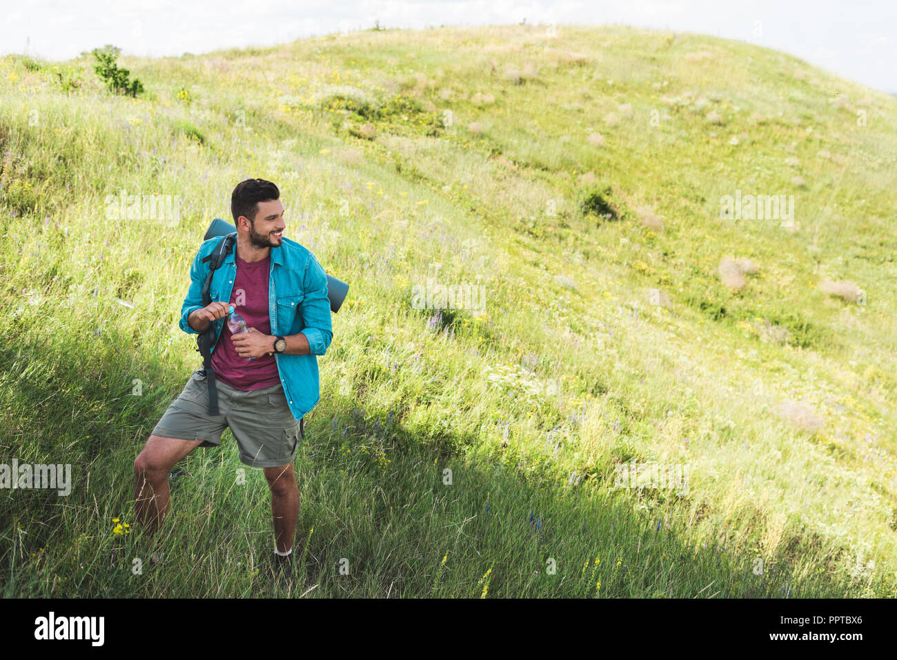 Male explorer holding water hi-res stock photography and images - Alamy