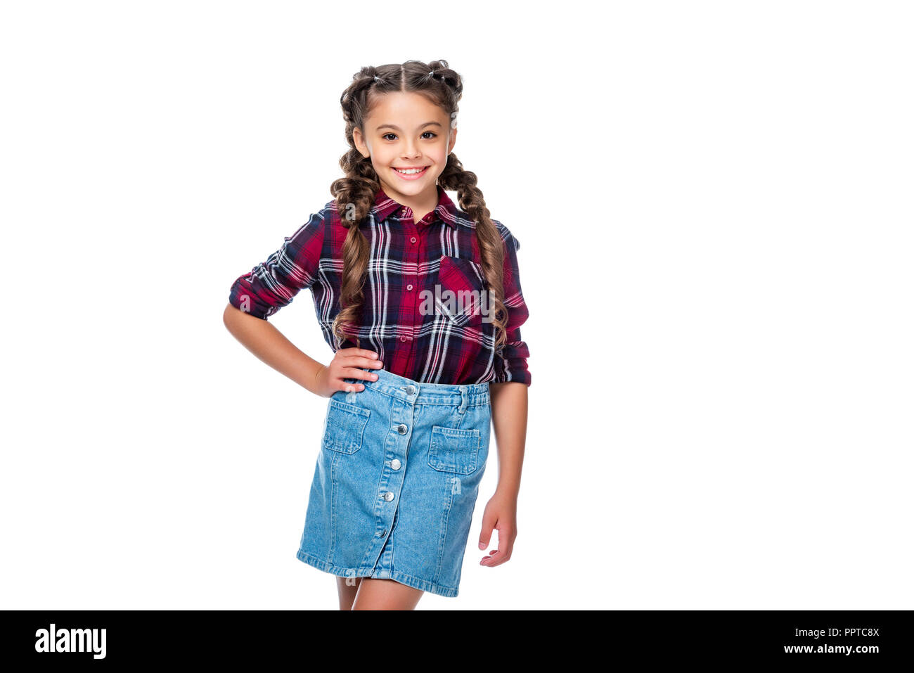 black and white checkered jean skirt