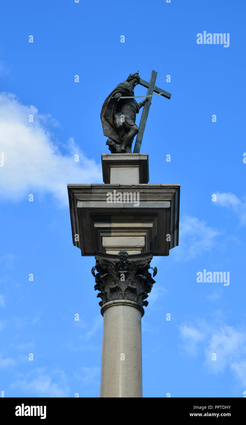 Sigismund's Column (Kolumna Zygmunta) in Castle Square, Plac Zamkowy, Warsaw, Poland Stock Photo