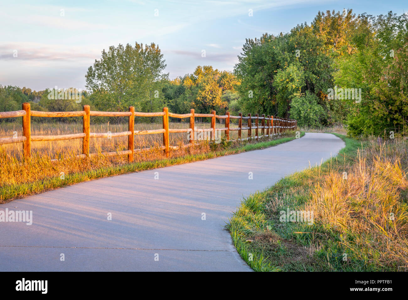 Sunrise On The Poudre River Trail In Northern Colorado Near Windsor It Is A Paved Bike Trail Extending More Than Miles Between Timnath And Greele Stock Photo Alamy