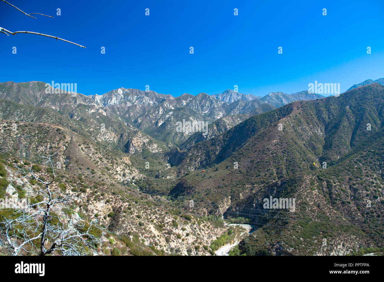 Panoramic vista of the San Gabriel Mountains as seen from Mount WIlson near Glendale, California Stock Photo