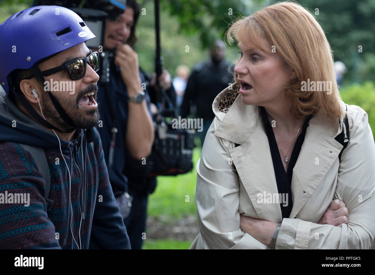 Washington DC, USA. 27th Sep 2018. Rally participants clash with a counter-protester during a rally in support of the Senate confirmation of Judge Brett Kavanaugh on Capitol Hill in Washington, DC on September 27, 2018. Credit: Alex Edelman/CNP /MediaPunch Credit: MediaPunch Inc/Alamy Live News Stock Photo