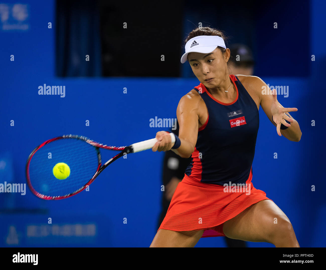 September 25, 2018 - Qiang Wang of China in action during her second-round match at the 2018 Dongfeng Motor Wuhan Open WTA Premier 5 tennis tournament Credit: AFP7/ZUMA Wire/Alamy Live News Stock Photo