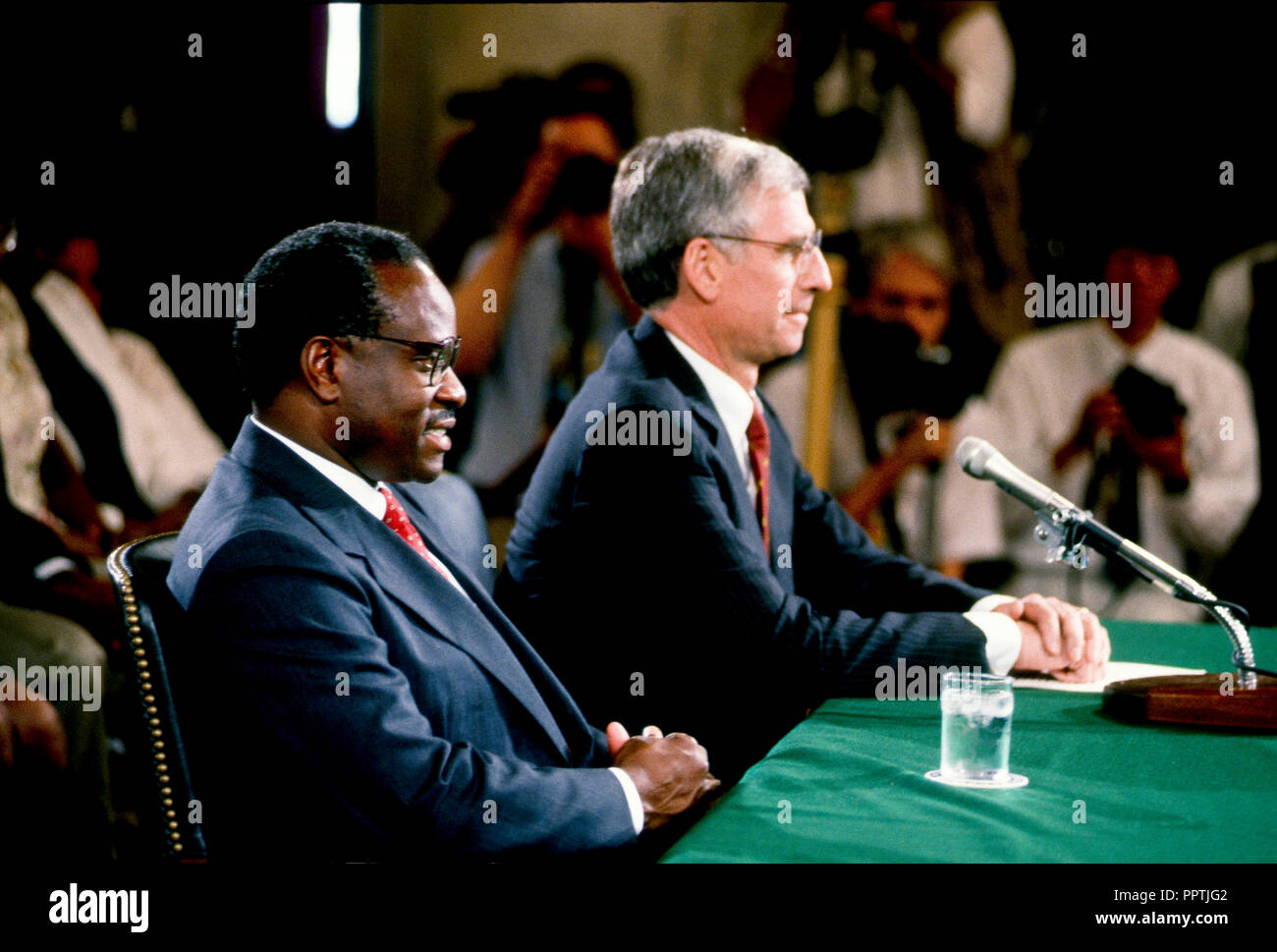 Judge Clarence Thomas is introduced by Senator Danforth to members of