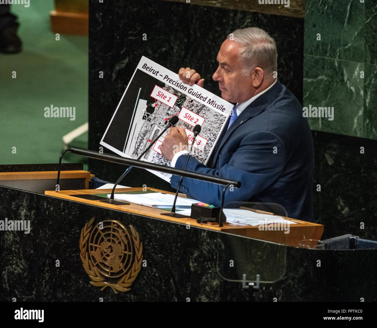 New York Usa 27 September 2018 Israel Prime Minister Benjamin Netanyahu Addresses The 73rd 