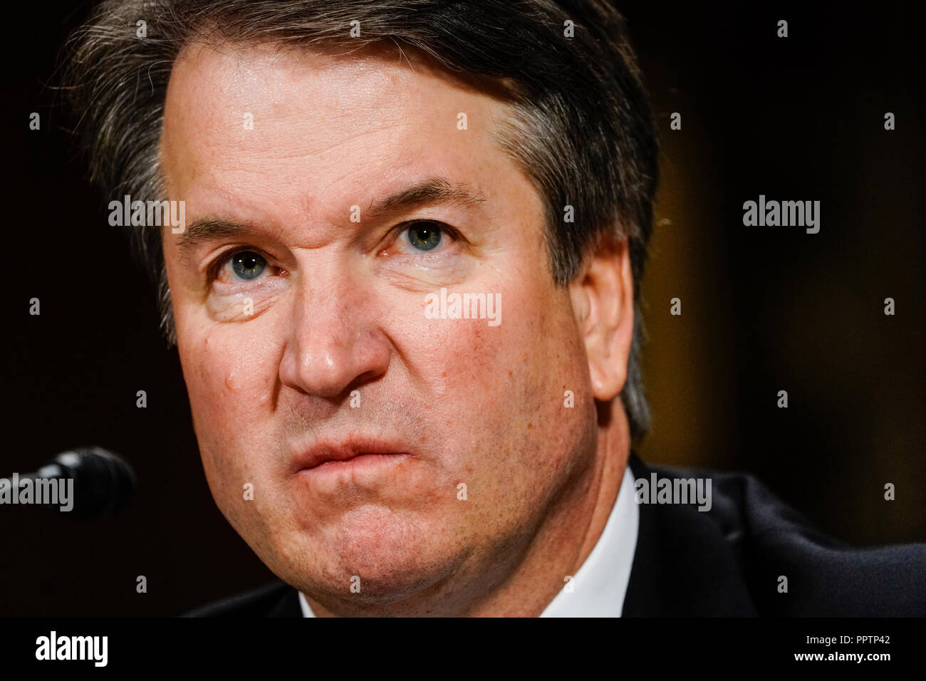 Capitol Hill. 27th Sep, 2018. WASHINGTON, DC - SEPTEMBER 27: Judge Brett M. Kavanaugh at a Senate Judiciary Committee hearing on Thursday, September 27, 2018 on Capitol Hill. (Photo by Melina Mara/The Washington Post) | usage worldwide Credit: dpa picture alliance/Alamy Live News Stock Photo