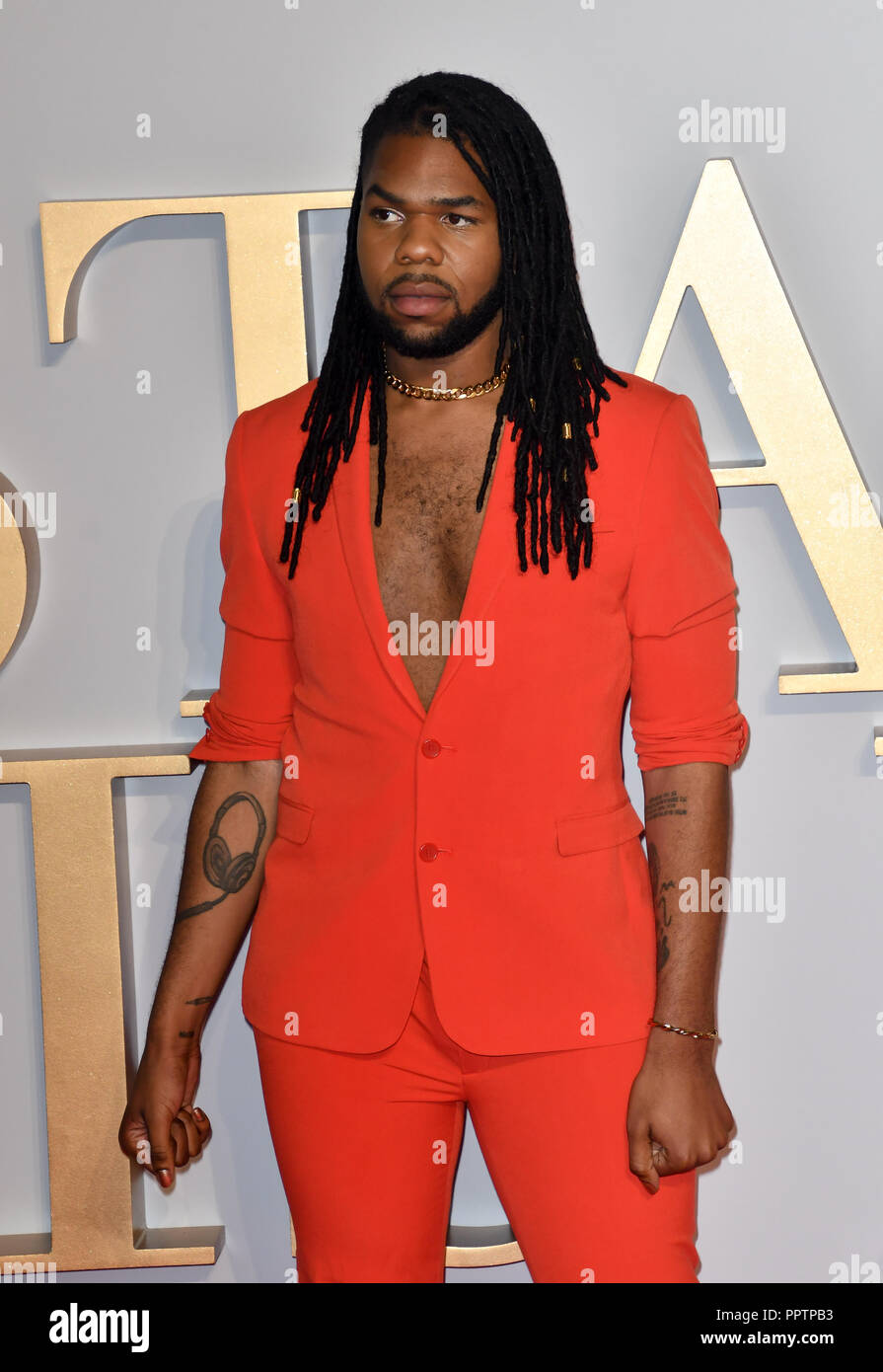 London, UK. 27th September 2018. MNEK attend A Star Is Born UK Premiere at Vue Cinemas, Leicester Square, London, UK 27 September 2018. Credit: Picture Capital/Alamy Live News Stock Photo