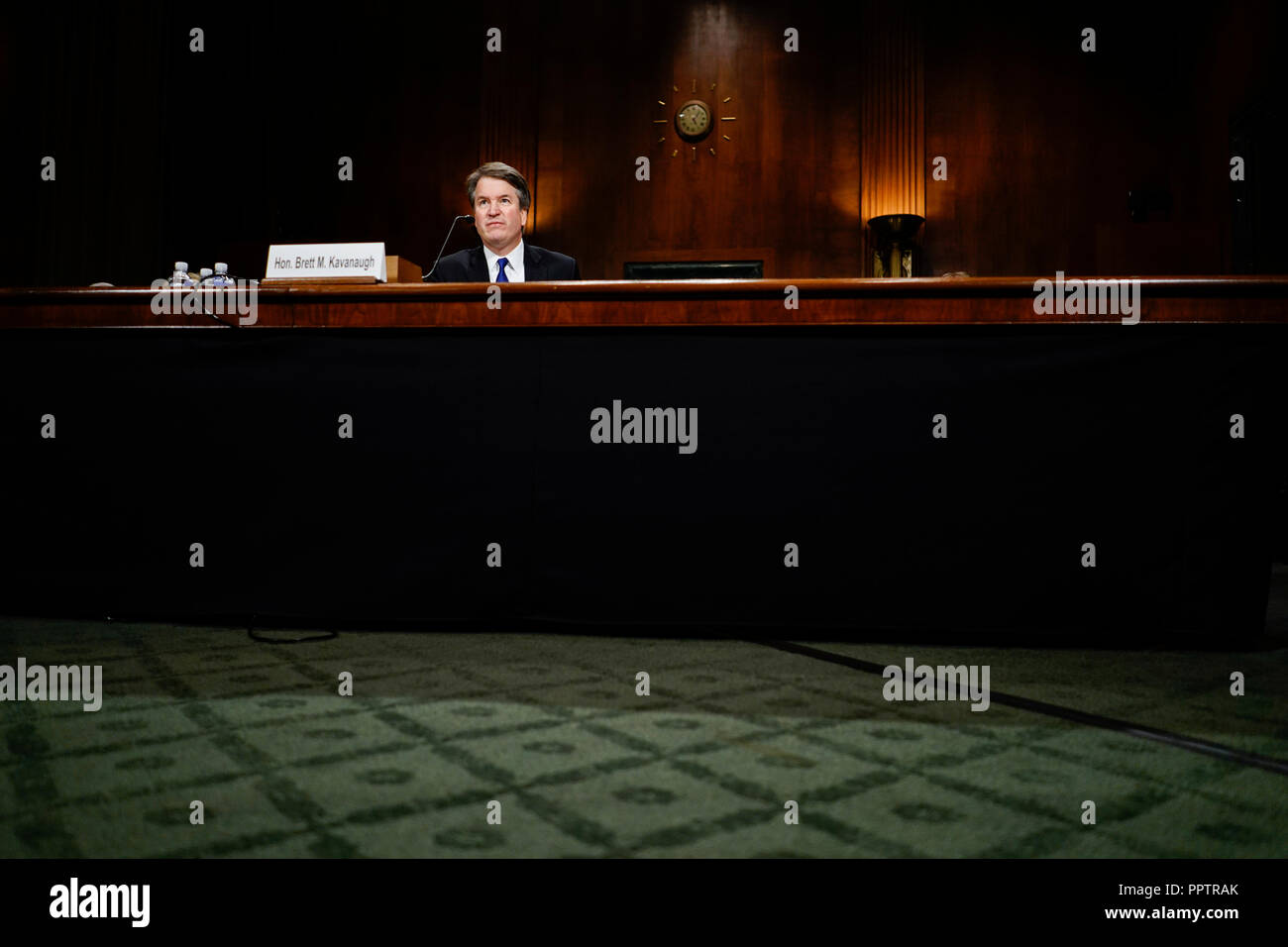 Capitol Hill. 27th Sep, 2018. WASHINGTON, DC - SEPTEMBER 27: Judge Brett M. Kavanaugh at a Senate Judiciary Committee hearing on Thursday, September 27, 2018 on Capitol Hill. (Photo by Melina Mara/The Washington Post) | usage worldwide Credit: dpa picture alliance/Alamy Live News Stock Photo