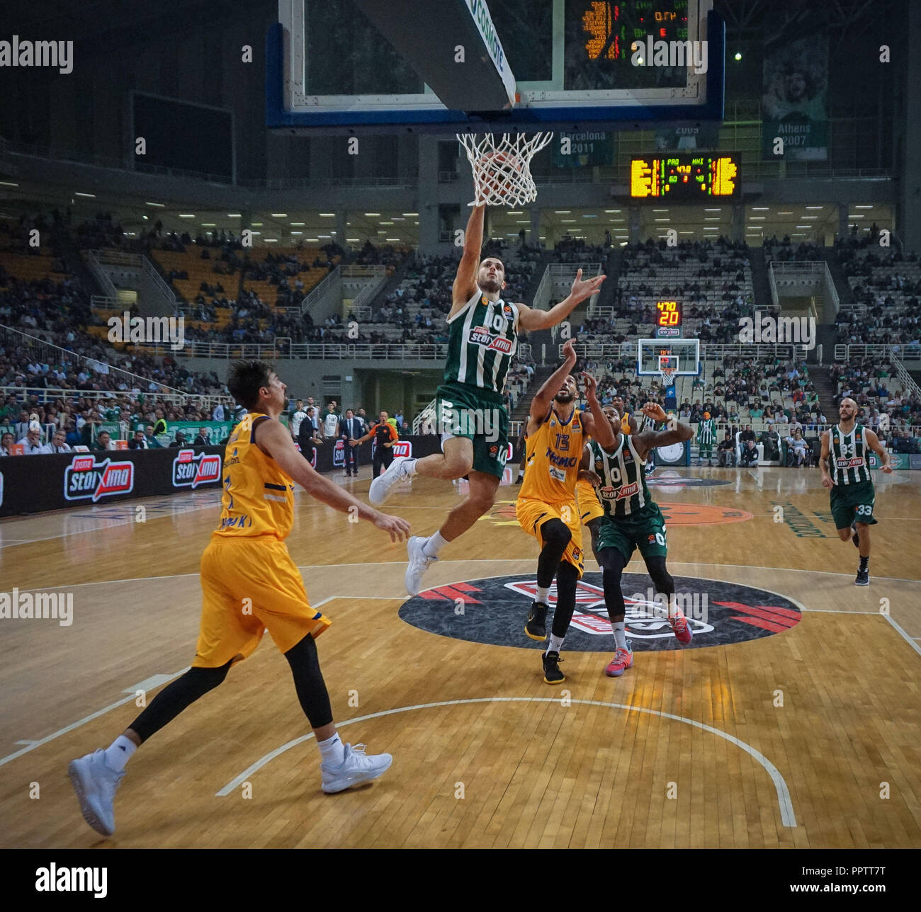 Athens, Greece. 27th Sep, 2018. Ioannis Papapetrou of Panathinaikos in  action during the tournament Pavlos Giannakopoulos between Panathinaikos  and Khimki at Athens Olympic Indoor Hall. Credit: Ioannis Alexopoulos/SOPA  Images/ZUMA Wire/Alamy Live News