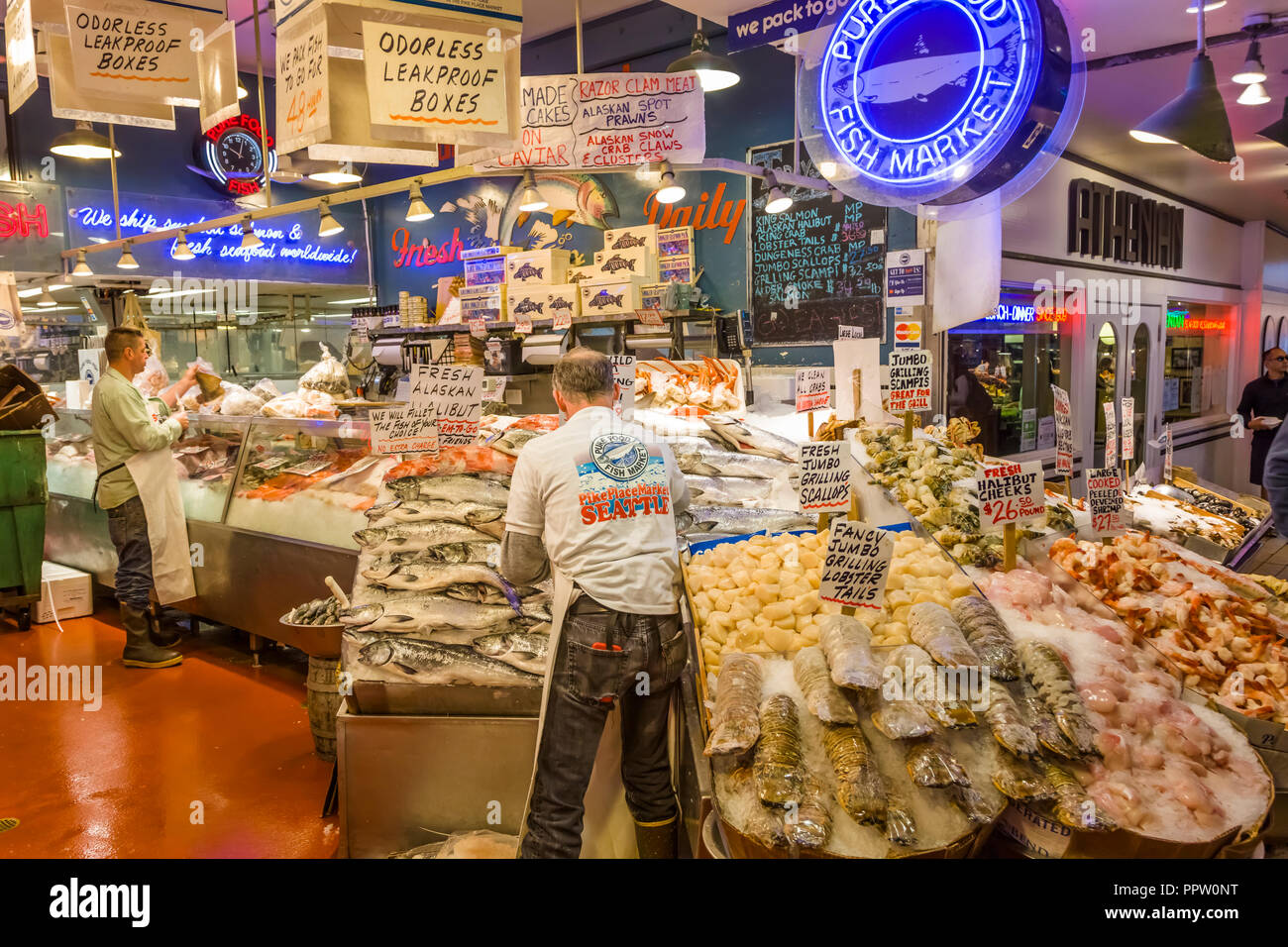 Pike Place Market in Seattle Washington one of the oldest continuously operated public farmers' markets in the United States Stock Photo