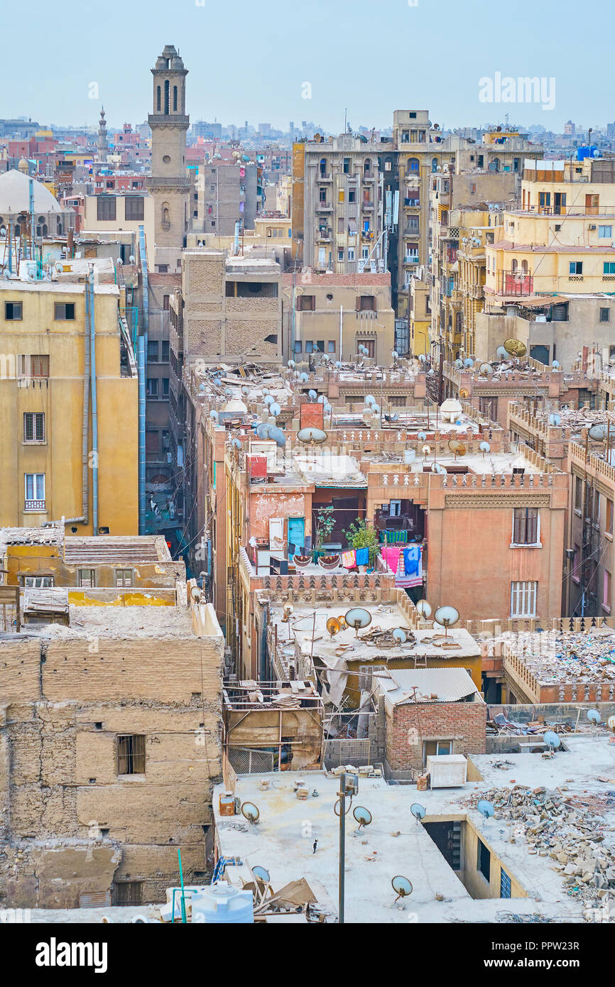 The old slums with shabby houses of historic neighborhood of Cairo, Egypt Stock Photo Alamy