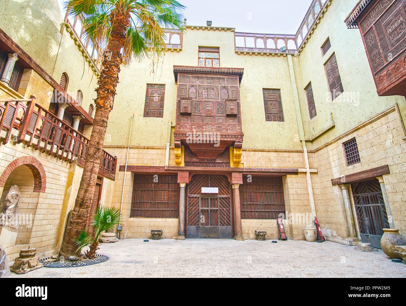 The beautiful latticework balconies and window shutters are the main