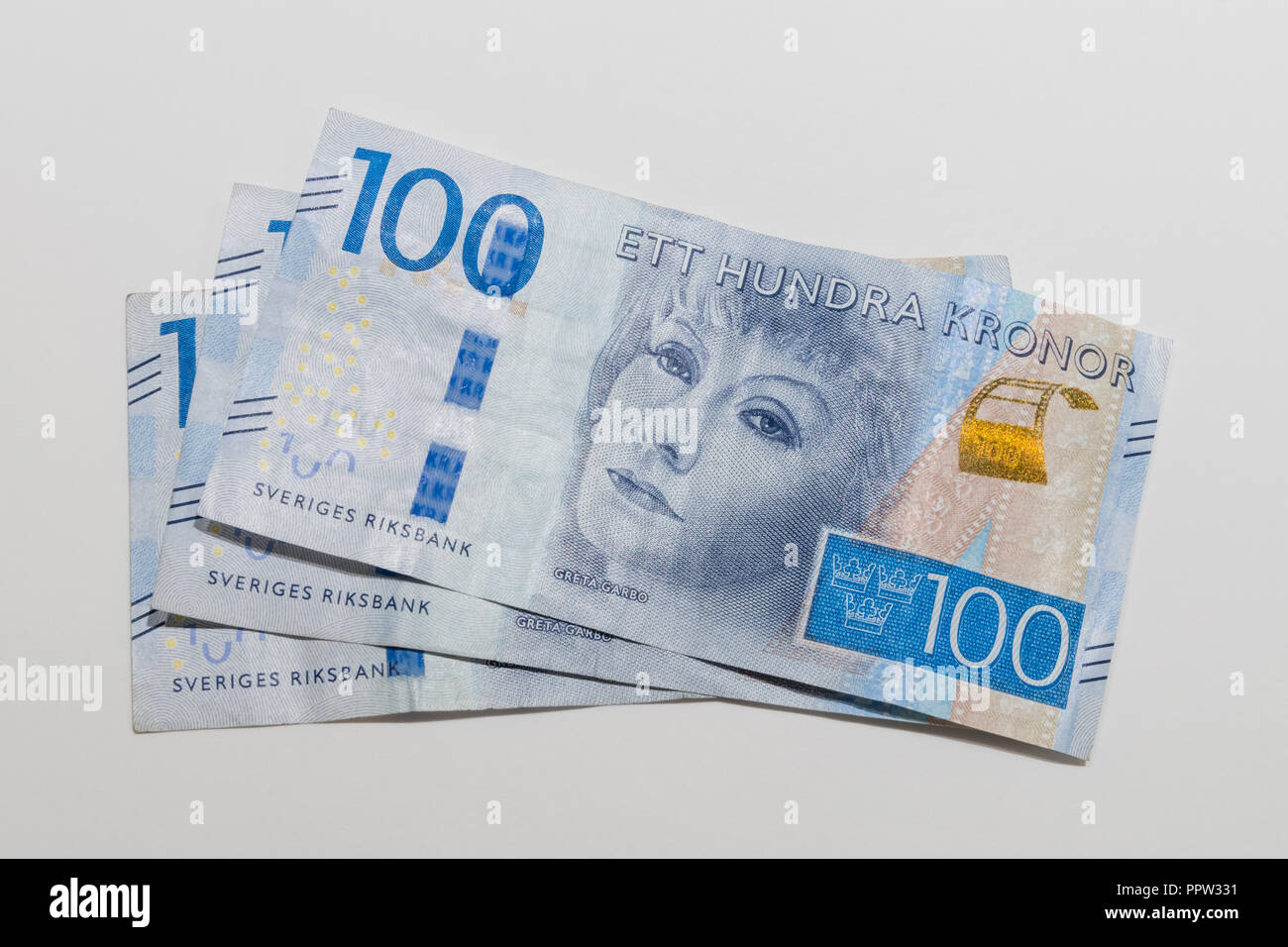 100 Swedish Kronor notes Stock Photo