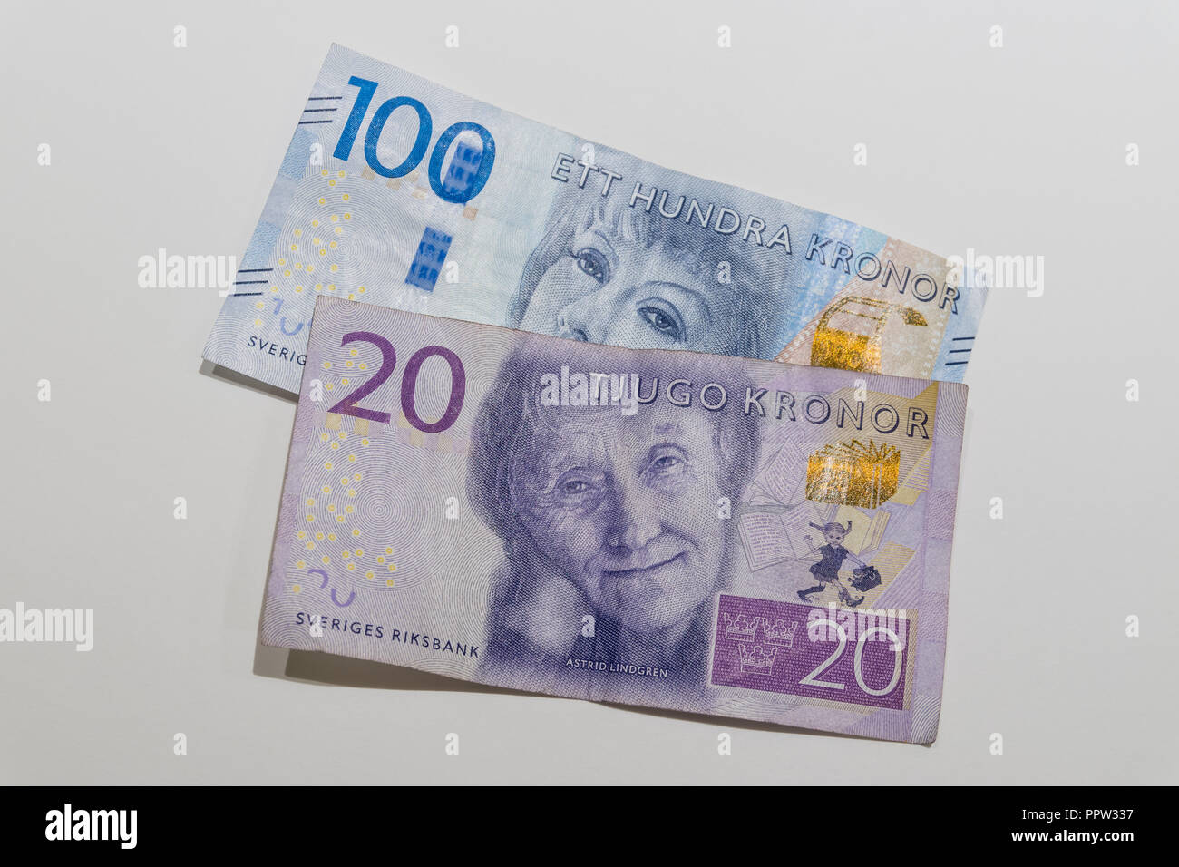 A 20 and a 100 Swedish Kronor notes Stock Photo