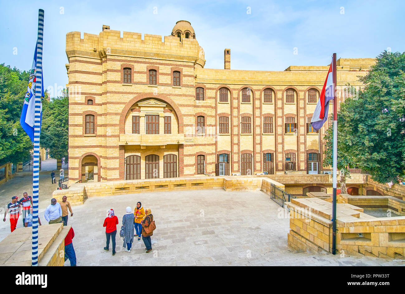 CAIRO, EGYPT - DECEMBER 23, 2017: Coptic district is a famous landmark in the city, and is a pilgrimage location among african christians, on December Stock Photo