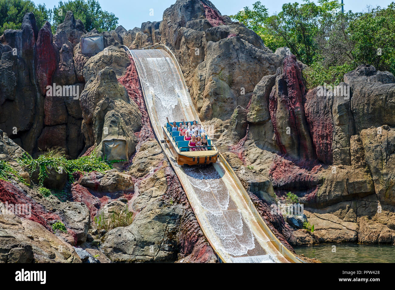 SALOU (PORTAVENTURA), SPAIN - Jun 16, 2014: Port Aventura theme park is ...