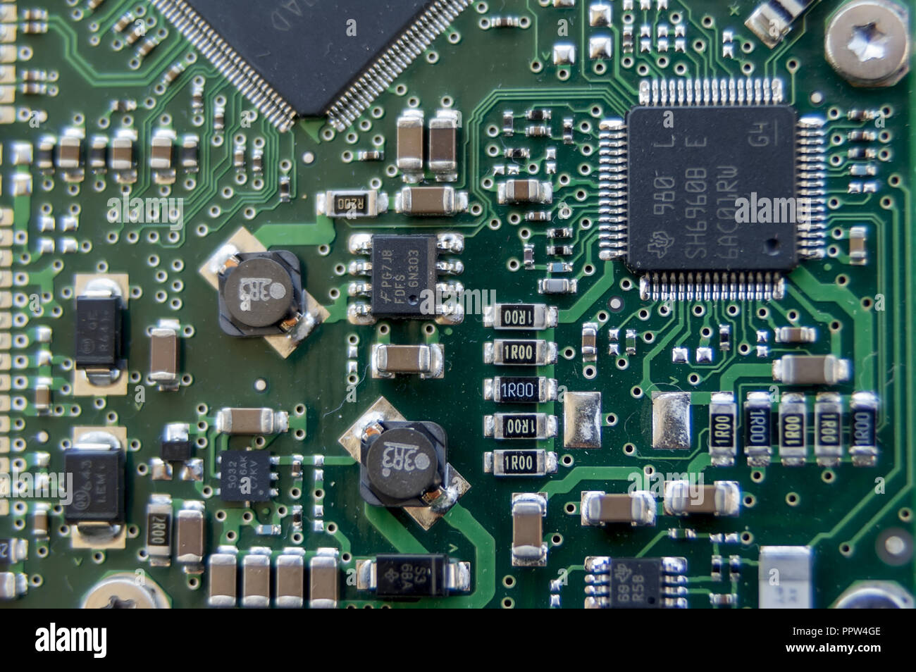 The Interior Of The Hard Disk Electronic System Printed Circuit Board the-interior-of-the-hard-disk-electronic-system-printed-circuit-board