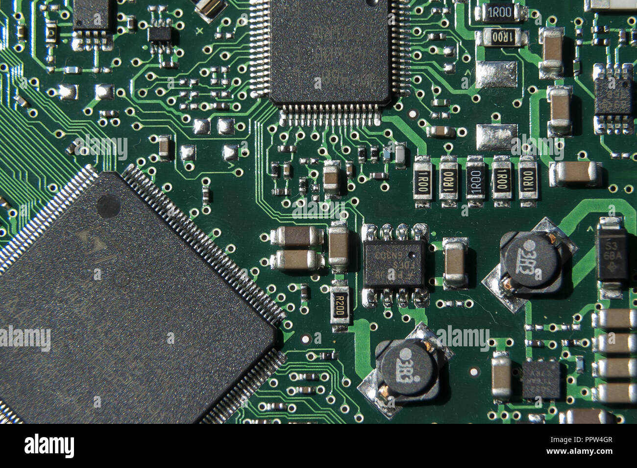 The Interior Of The Hard Disk Electronic System Printed Circuit Board the-interior-of-the-hard-disk-electronic-system-printed-circuit-board