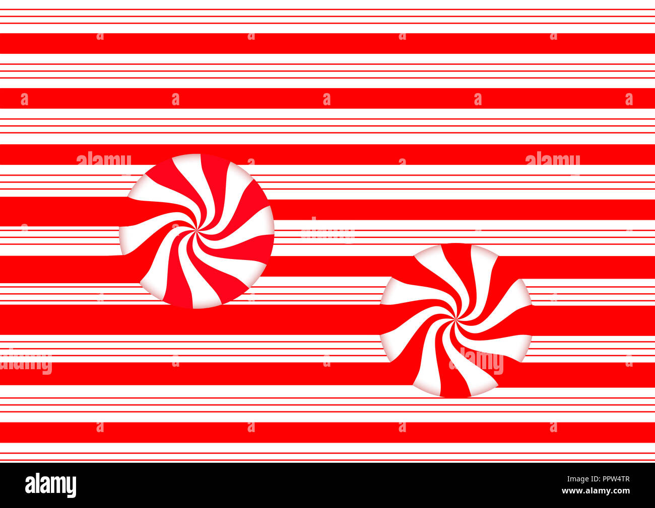 Candy striped design with swirling red and white peppermint hard candy