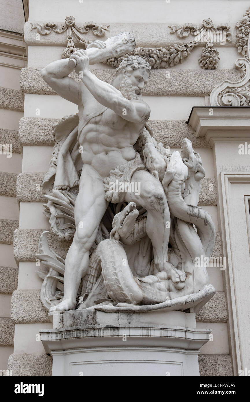 Hercules slaying the hydra marble statue in Vienna (Wien), Austria Stock Photo