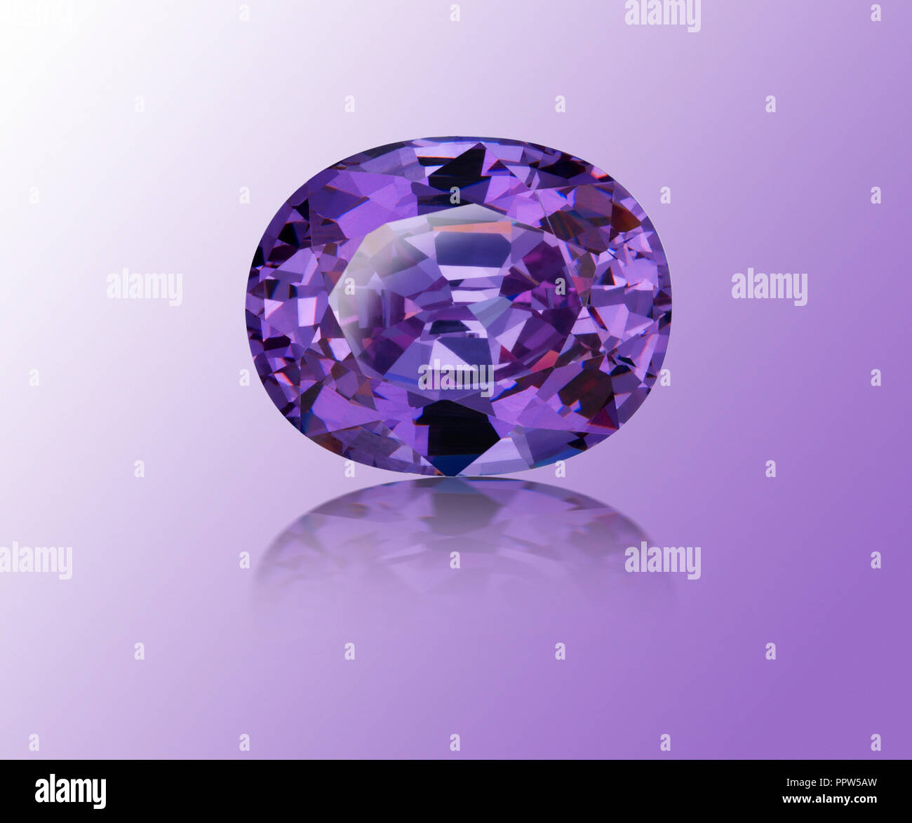 Oval Cut Sapphire Purple Gemstone Gem Stock Photo