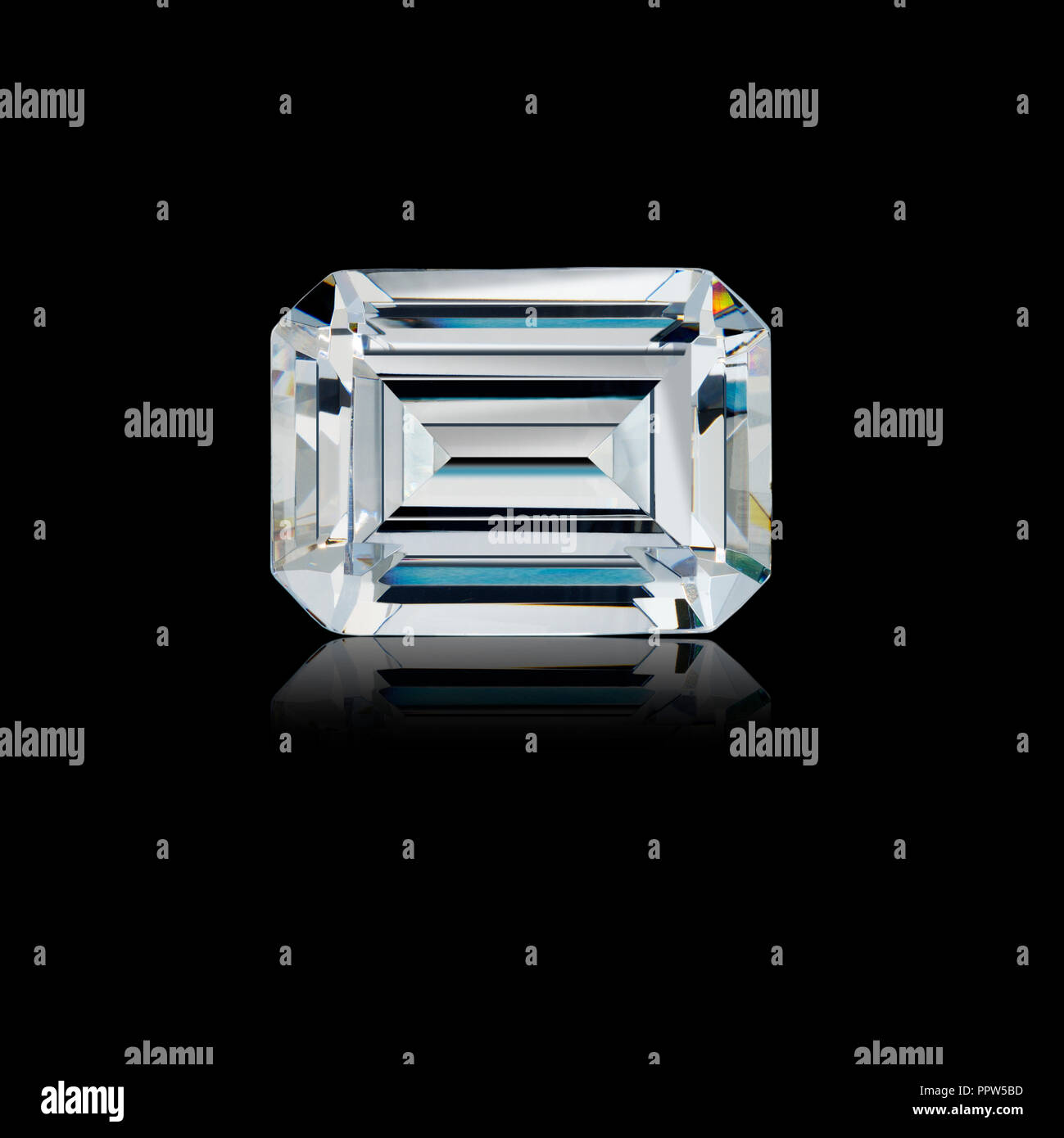 Emerald Cut Diamond Gemstone Gem Stock Photo