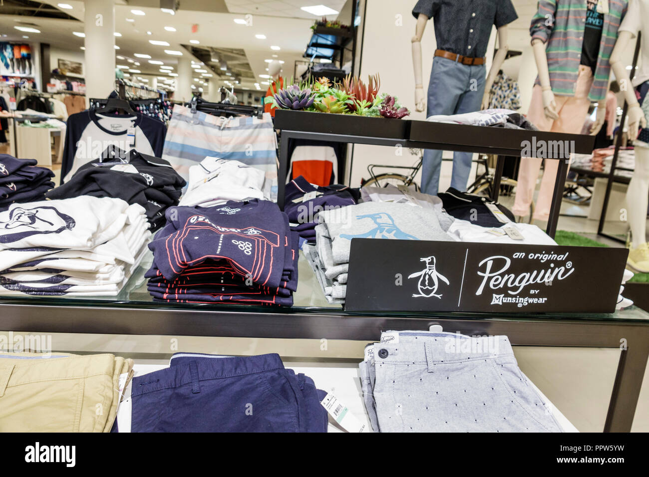 Miami Florida,Kendall,Dadeland mall,Macy's department store,inside  interior,product products display sale,Penguin sportswear clothing,visitors  travel Stock Photo - Alamy