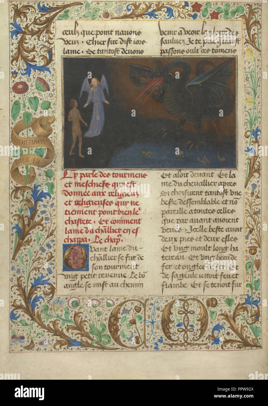 The Torment of Unchaste Priests and Nuns; Simon Marmion, Flemish, active 1450 - 1489, Ghent, Belgium; 1475; Tempera colors Stock Photo