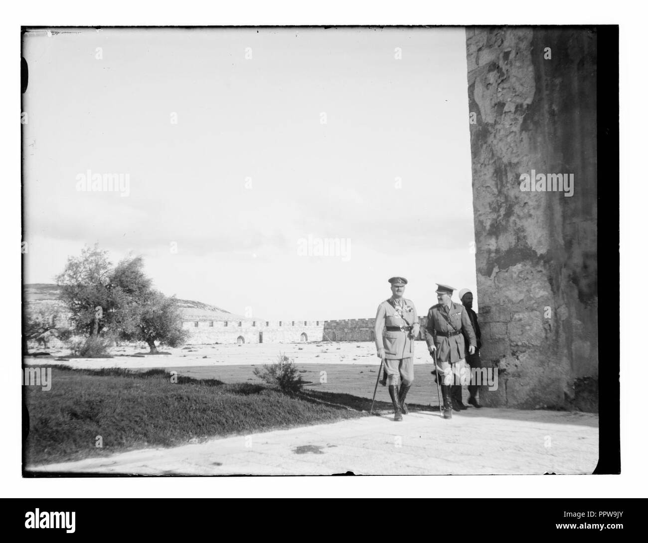 British officers on the Temple Mount, near northeast corner of al Aqsa Mosque Stock Photo
