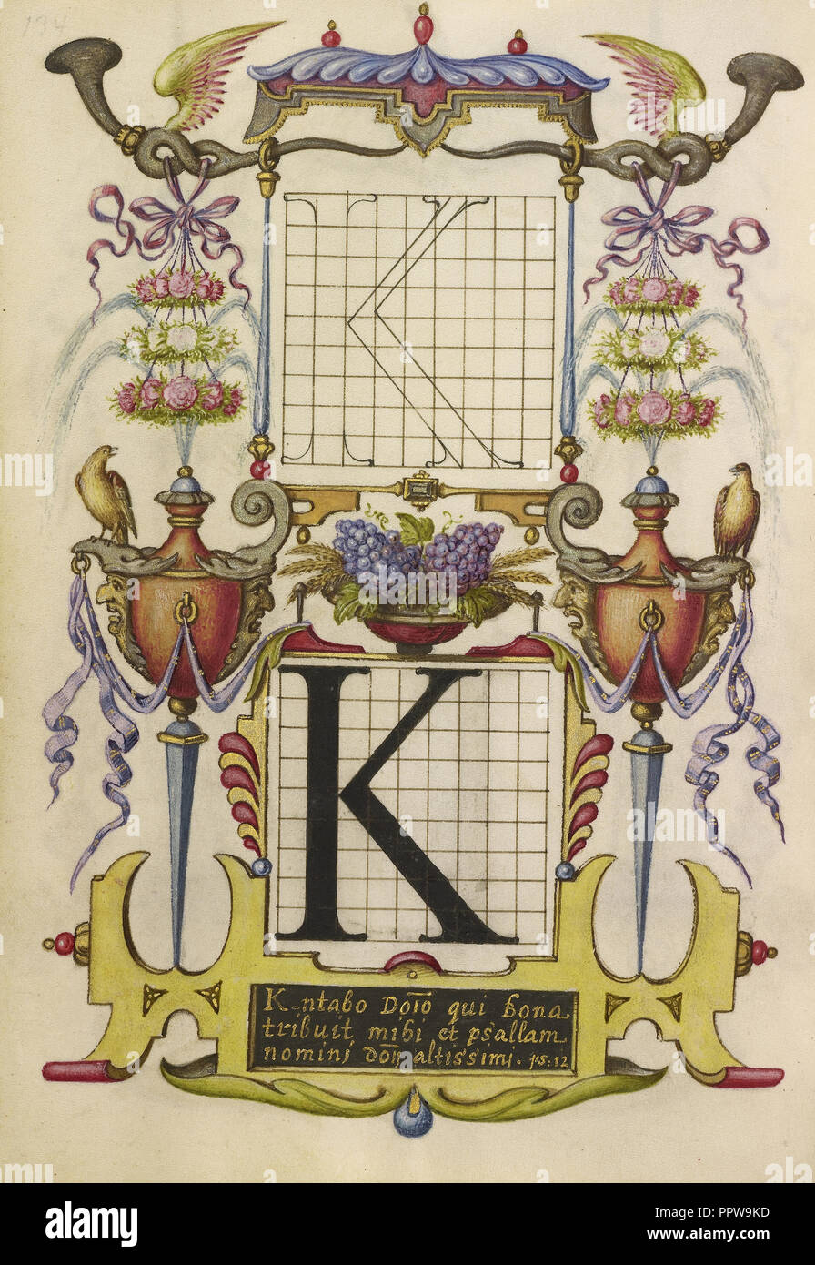 Guide for Constructing the Letter K; Joris Hoefnagel, Flemish , Hungarian, 1542 - 1600, Vienna, Austria; about 1591 - 1596 Stock Photo