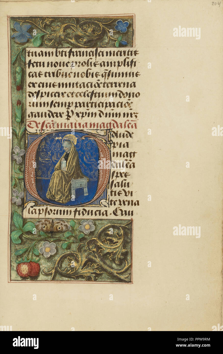 Initial G: Mary Magdalene; Master of the Dresden Prayer Book or workshop, Flemish, active about 1480 - 1515, Bruges, Belgium Stock Photo