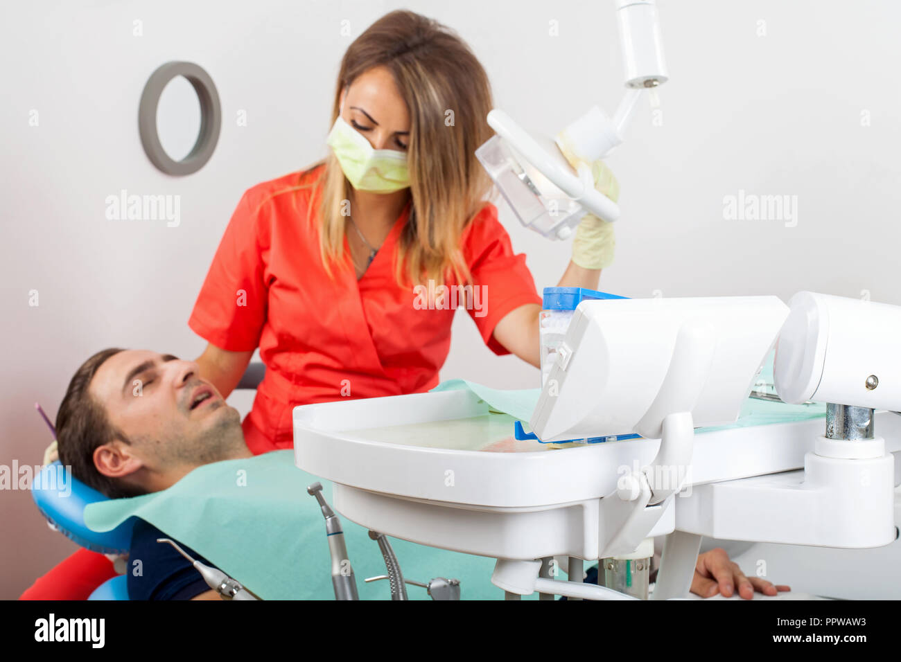 Photo of a male patient at a dental clinic Stock Photo Alamy
