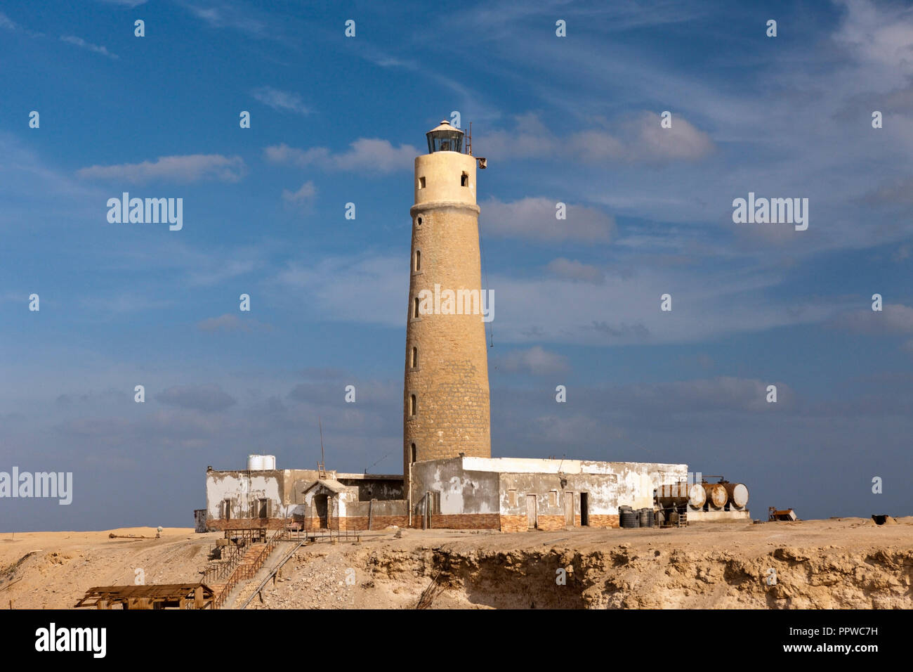 Lighthouse on Big Brother Island, Brother Islands, Red Sea, Egypt Stock Photo