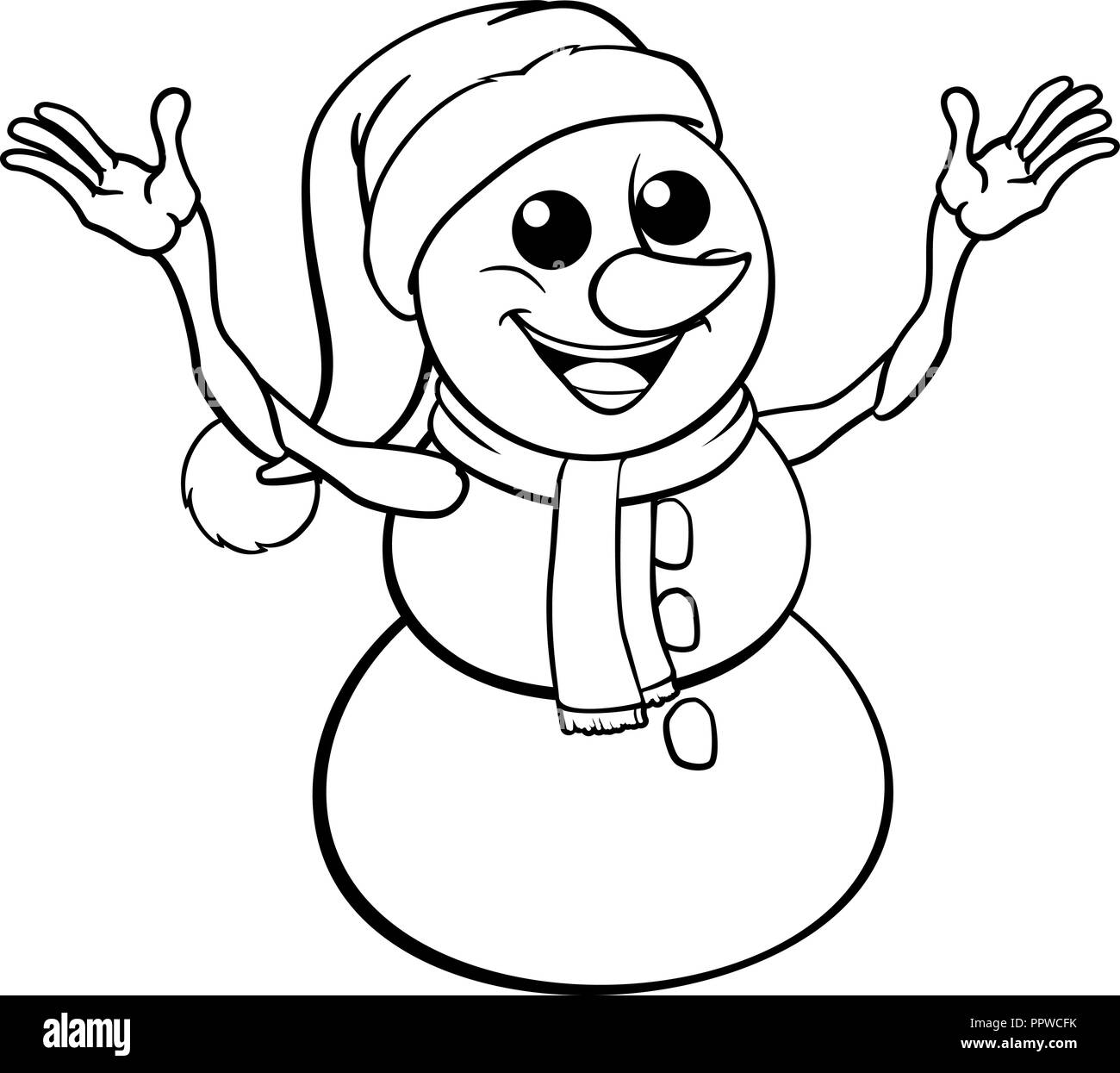 Christmas Snowman Cartoon Character Stock Vector