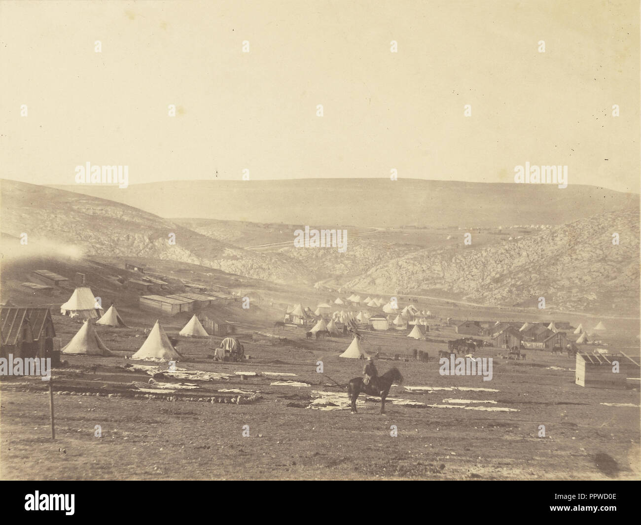 Calvary Camp, Balaklava looking towards the Plateau of Sebastopol; Roger Fenton, English, 1819 - 1869, 1855; published April 5 Stock Photo