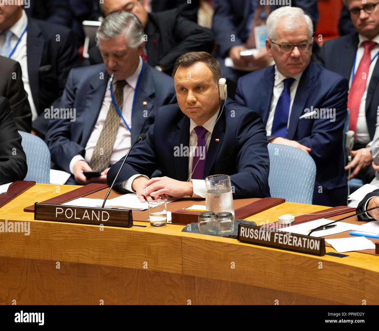 New York, United States. 26th Sep, 2018. Poland President Andrzej Duda attends Security Council meeting on Non-proliferation of Weapons of Mass Destruction presided by President of US Donald Trump at United Nations Headquarters Credit: Ajun Ally/Pacific Press/Alamy Live News Stock Photo