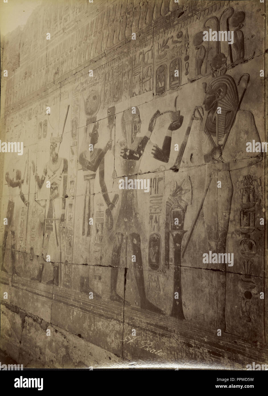 Abydos, Censing of Seti , Abydos, Encensement de Seti; Antonio Beato, English, born Italy, about 1835 - 1906, 1880 - 1889 Stock Photo