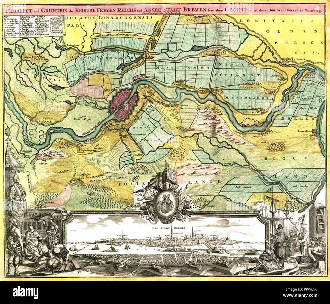 Bremen Old Map 5 Stock Photo Alamy