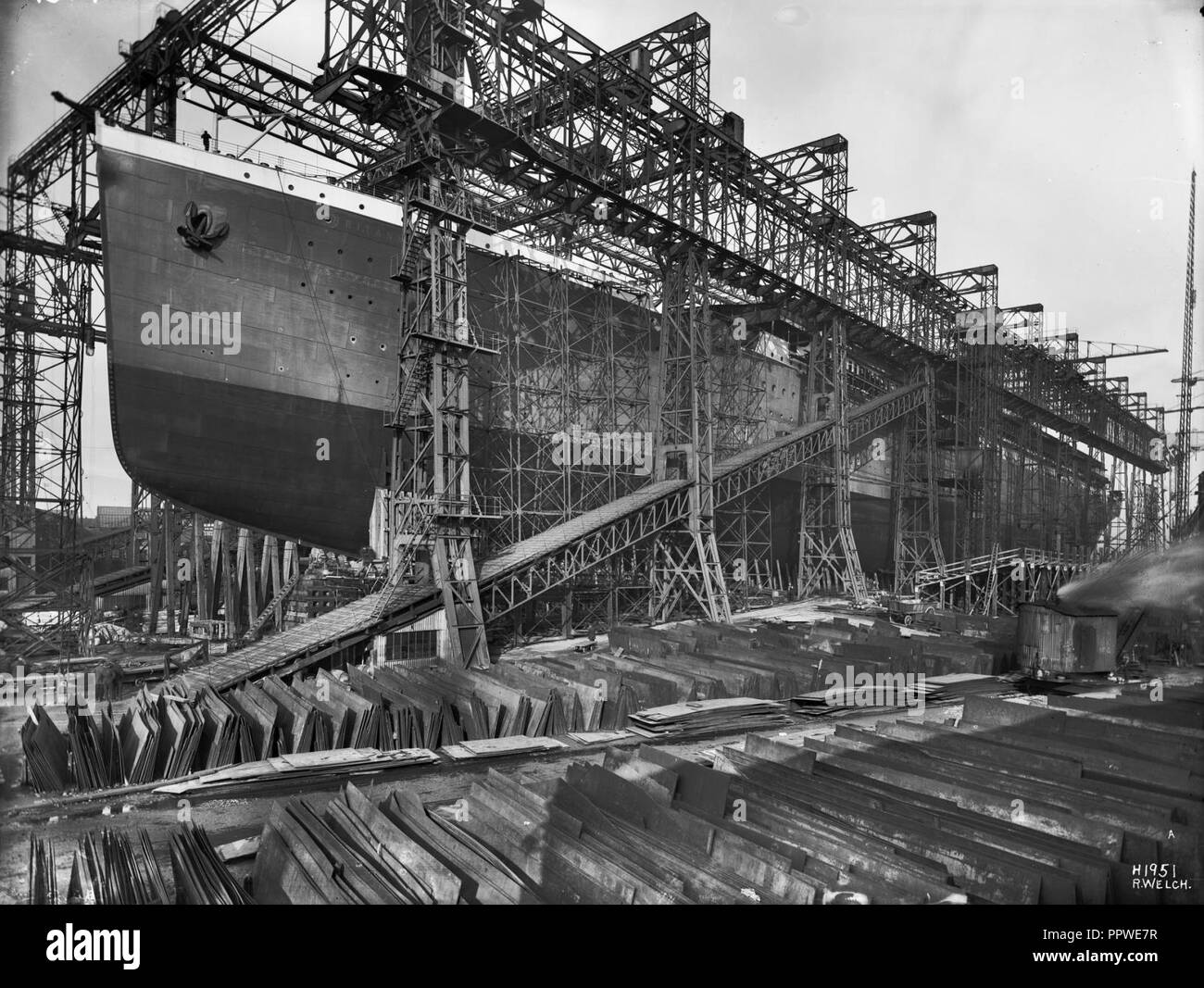 Britannic under construction. Stock Photo
